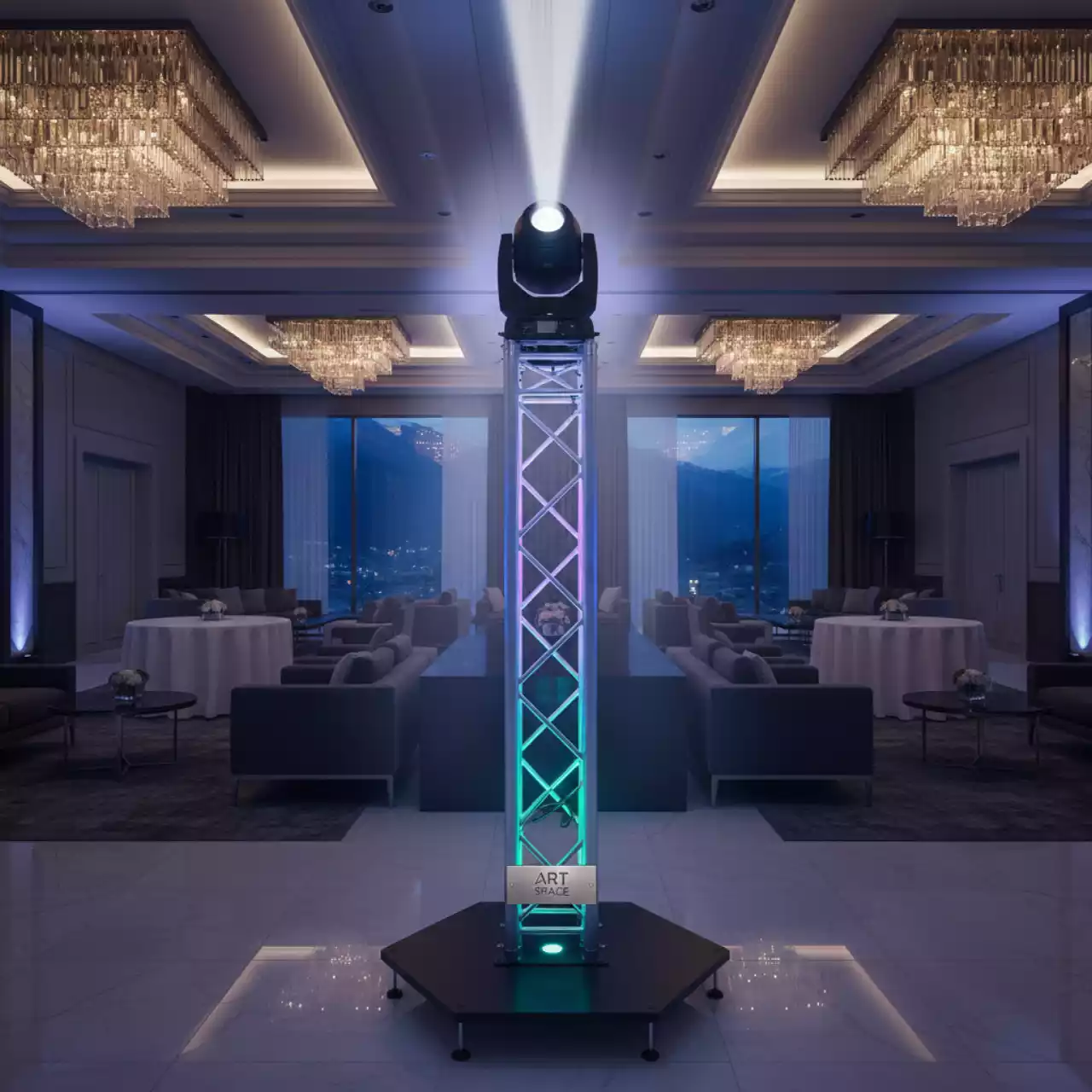 Аренда Тотем из алюминиевых ферм для вращающихся голов в Гранд Отель Поляна — ART SPACE