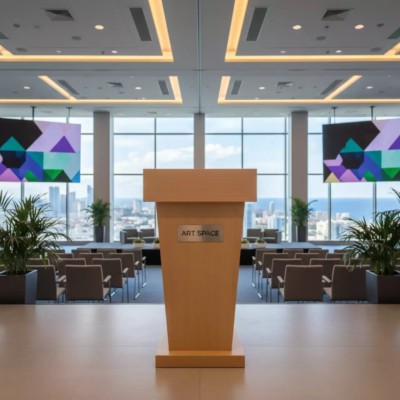 Аренда Трибуна для выступлений из светлого дерева в Mercure Сочи Центр — ART SPACE