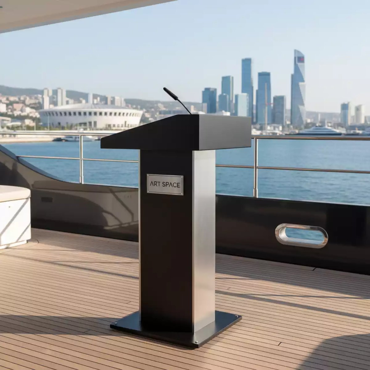 Аренда Трибуна для выступлений конференция на VIP-яхте (Имеретинский порт) — ART SPACE