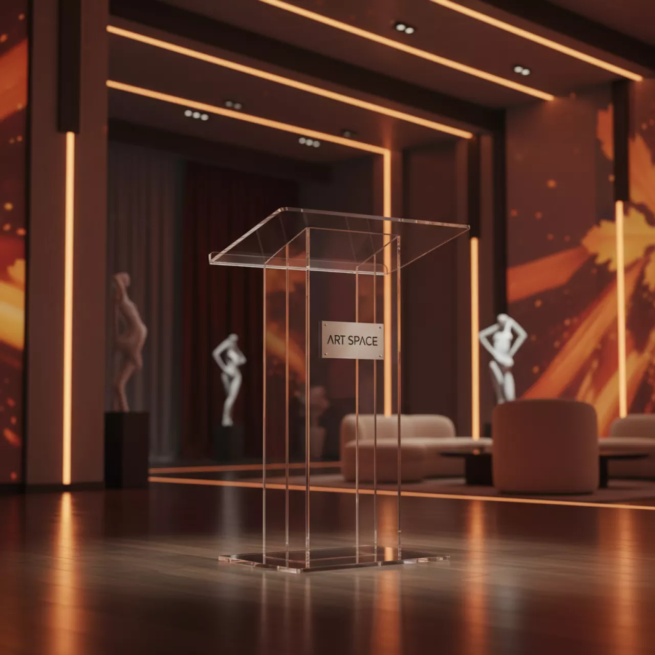 Аренда Трибуна кафедра из оргстекла плоская в Alpha Sirius — ART SPACE