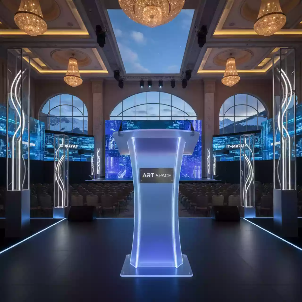 Аренда Трибуна пластиковая светящаяся Swish Lighting в Rixos Krasnaya Polyana — ART SPACE