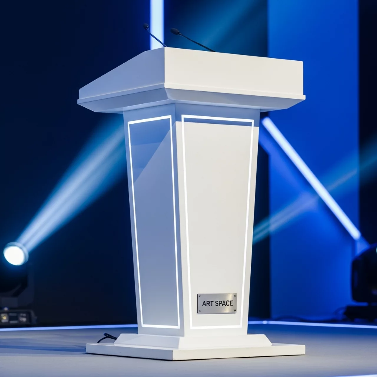 Аренда Трибуны для выступлений ЛДСП белая 120х53х45 см в Skypark Sochi — ART SPACE