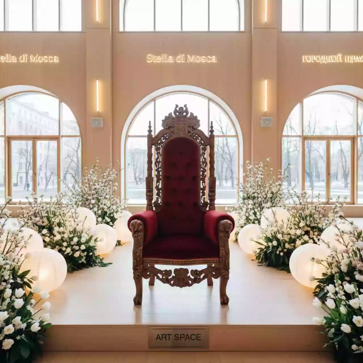 Аренда Трон новогодний красный в Stella di Mosca — ART SPACE