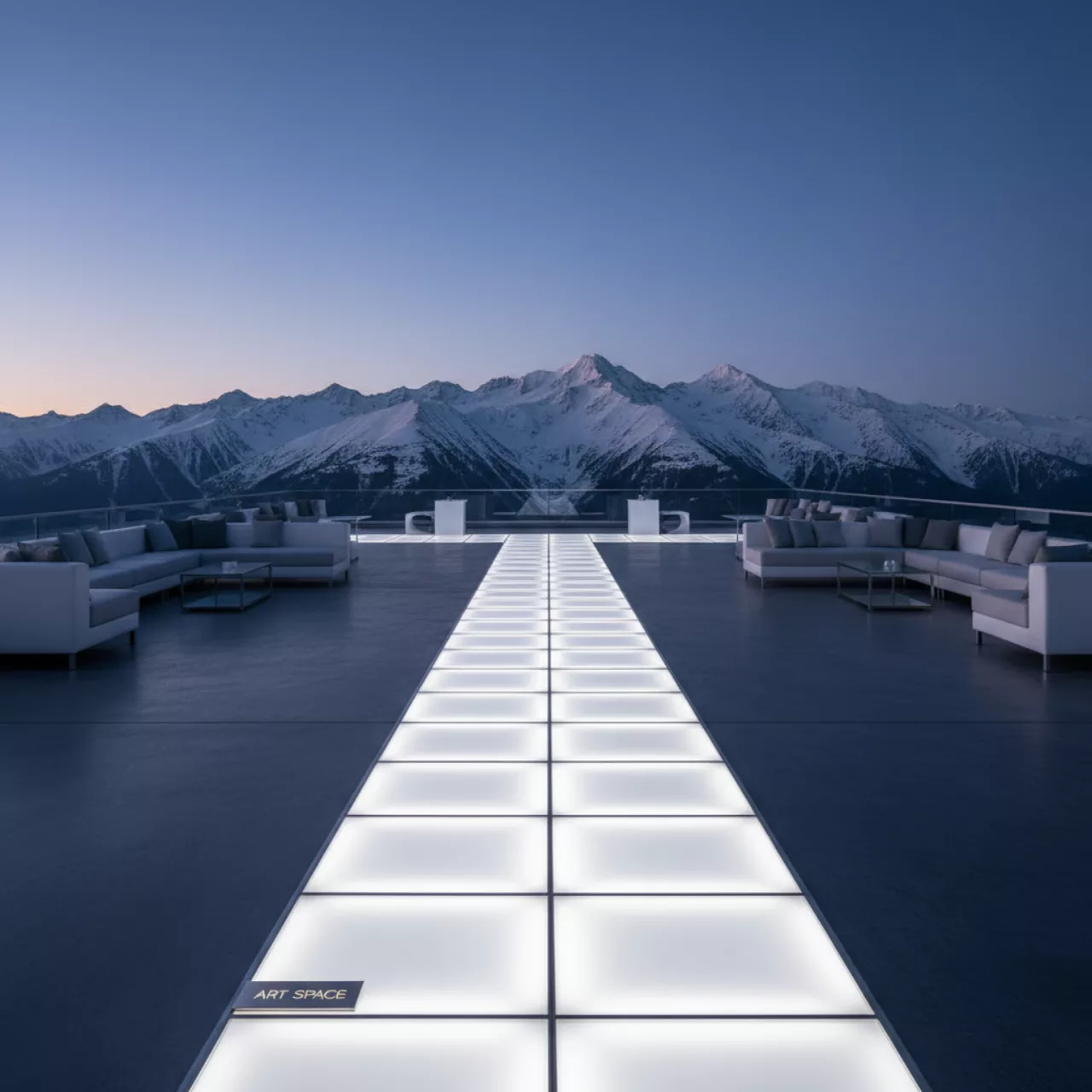 Аренда Тротуарная плитка светящаяся прямоугольник White на площадке Rosa Peak (2320м) — ART SPACE