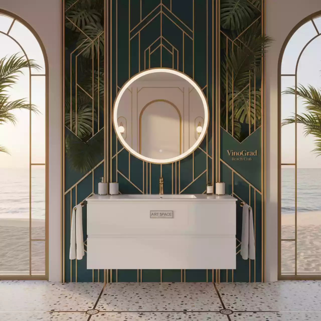 Аренда Тумба без раковины Cersanit MODUO SLIM 50 см подвесная белая в пляжном комплексе VinoGrad — ART SPACE