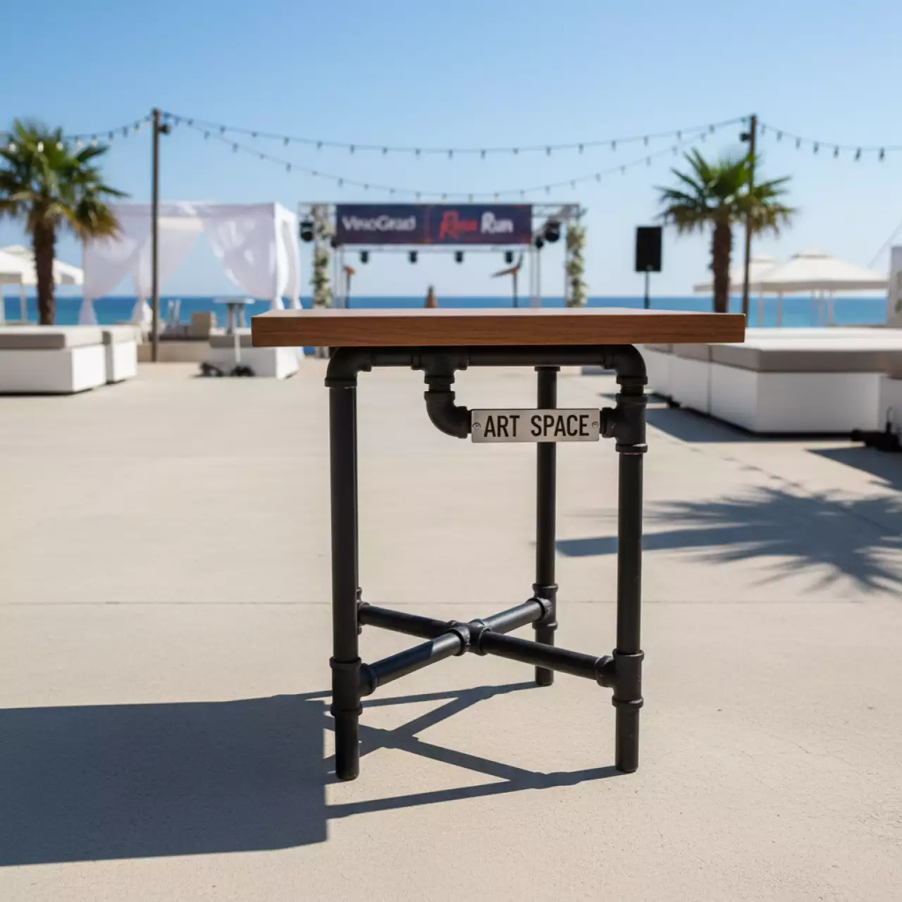 Аренда Тумба Helex Home W 50 МДФ стальная труба коричнево чёрный 63х30х43 см в пляжном комплексе VinoGrad — ART SPACE