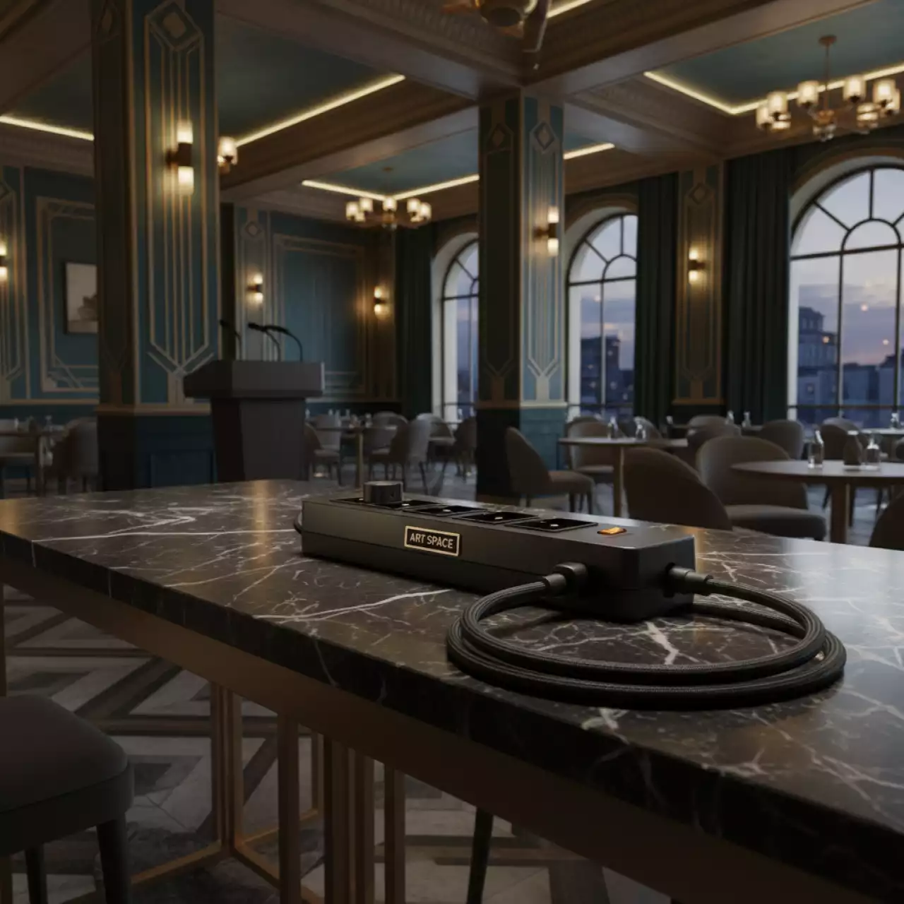 Аренда Удлинитель 6 гнезд с сетевым фильтром 10 А 3 м в ресторане «Магеллан» — ART SPACE