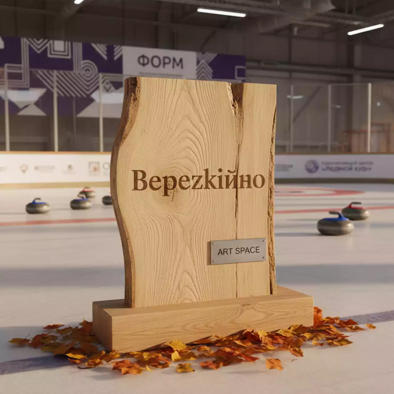 Аренда Указателя деревянный Березкино в Керлинговом центре «Ледяной куб» — ART SPACE