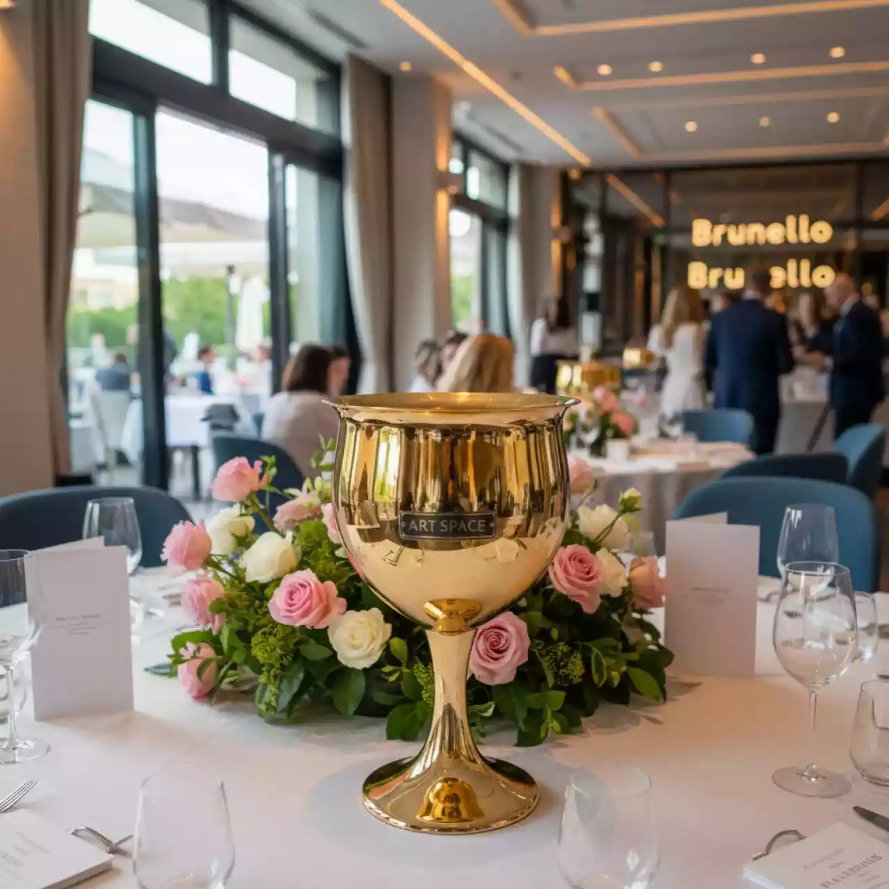 Аренда Ваза кубок золотая 37 см в ресторане «Brunello» — ART SPACE