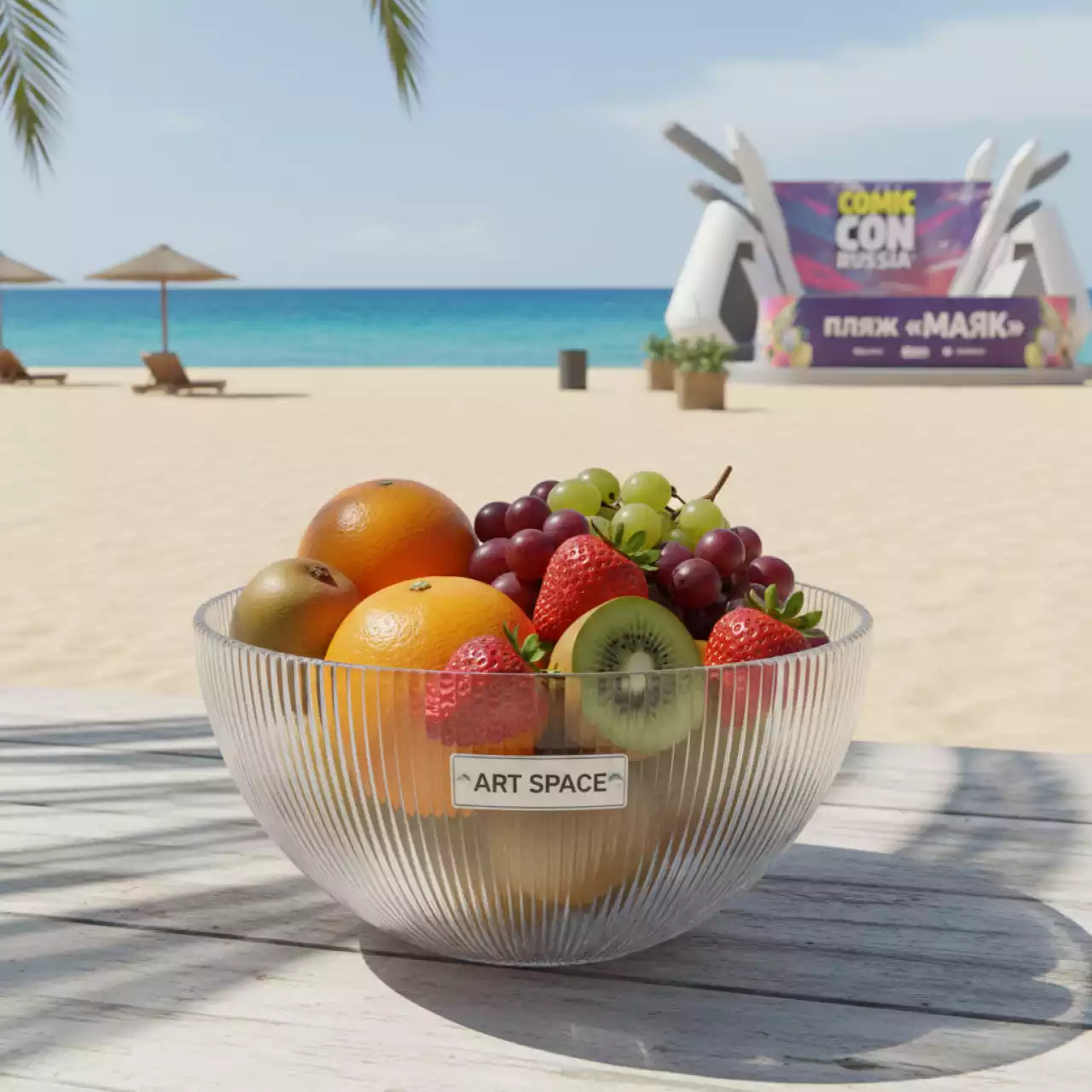 Аренда Ваза рифленая для фруктов 250 мм на пляже «Маяк» — ART SPACE