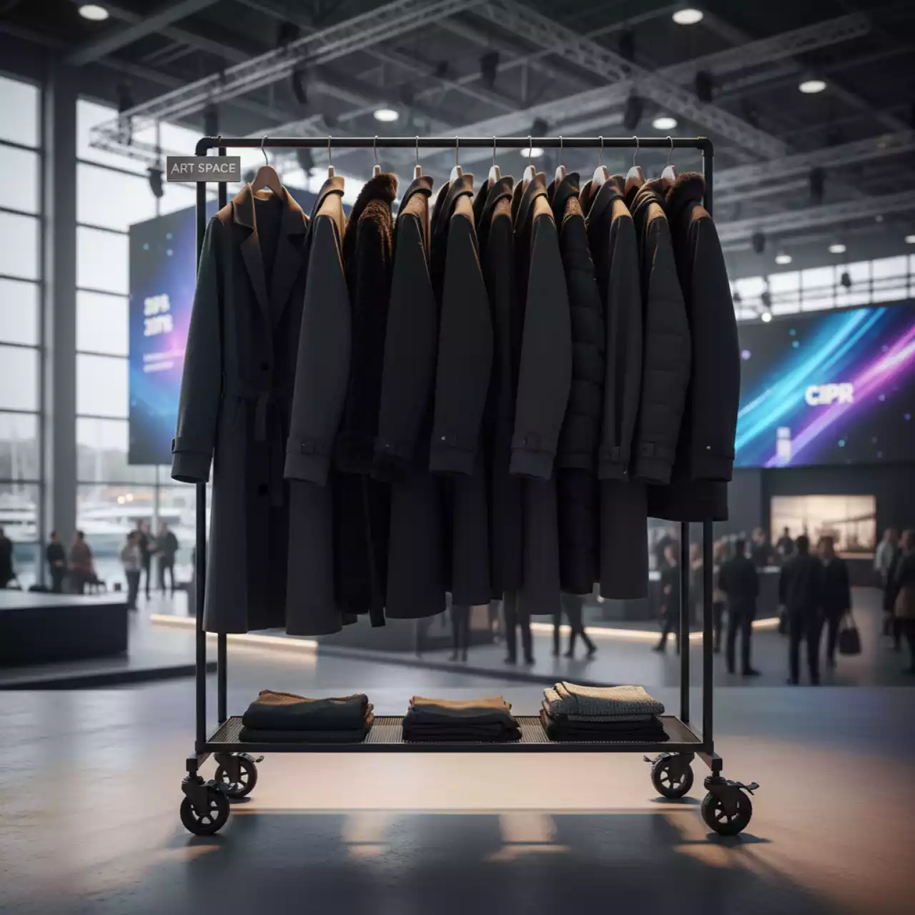 Аренда Вешалка для одежды напольная двойная W 21 чёрная на территории Морпорта Сочи — ART SPACE