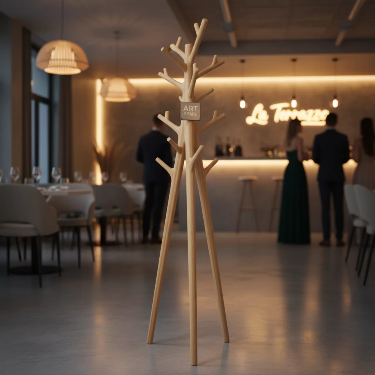 Аренда Вешалка напольная Hook светлое дерево в ресторане «La Terrazza» — ART SPACE