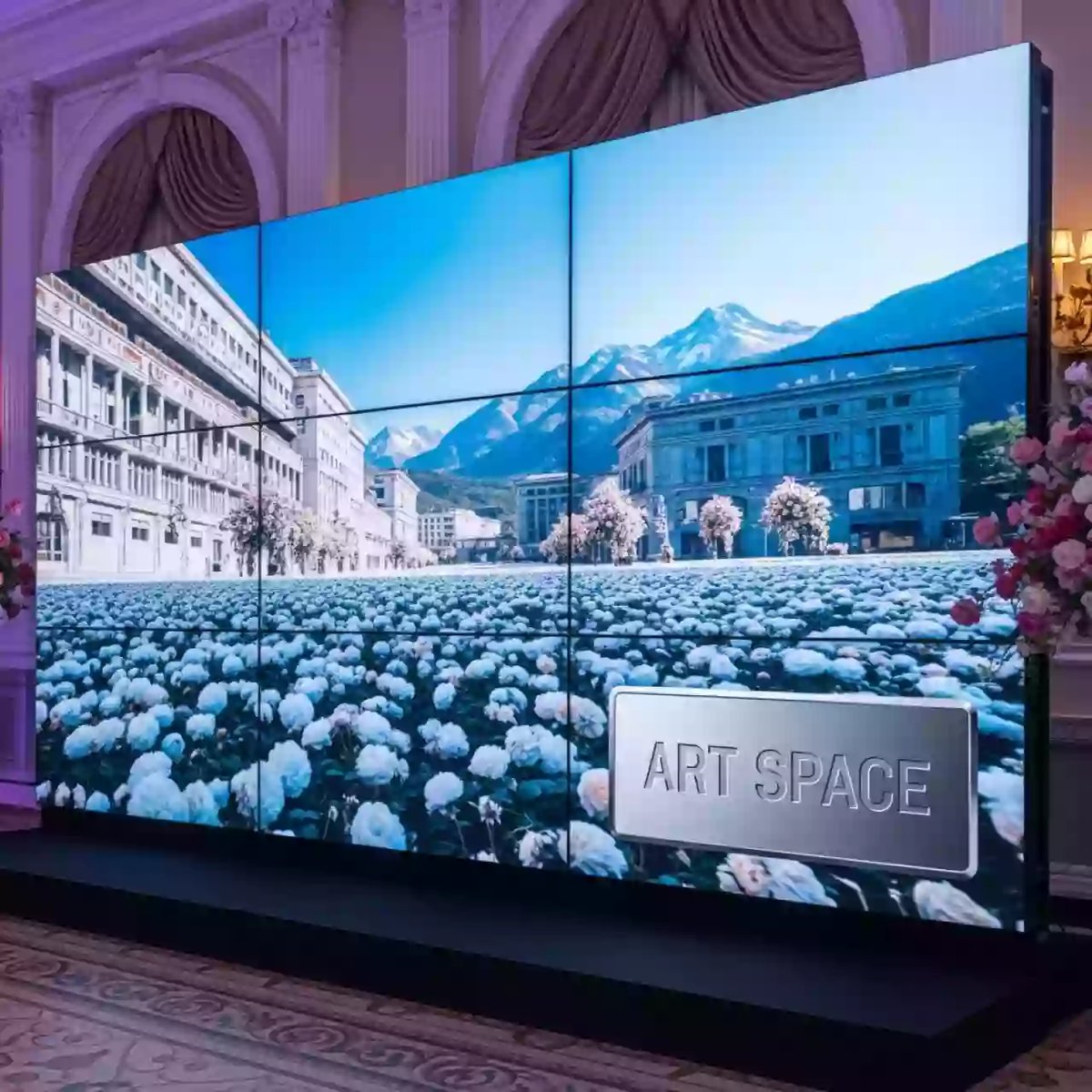 Аренда Видеостена 3х3 46 Samsung VM46R U стык 3,5 мм 500 Кд м² в Гранд Отель Поляна — ART SPACE