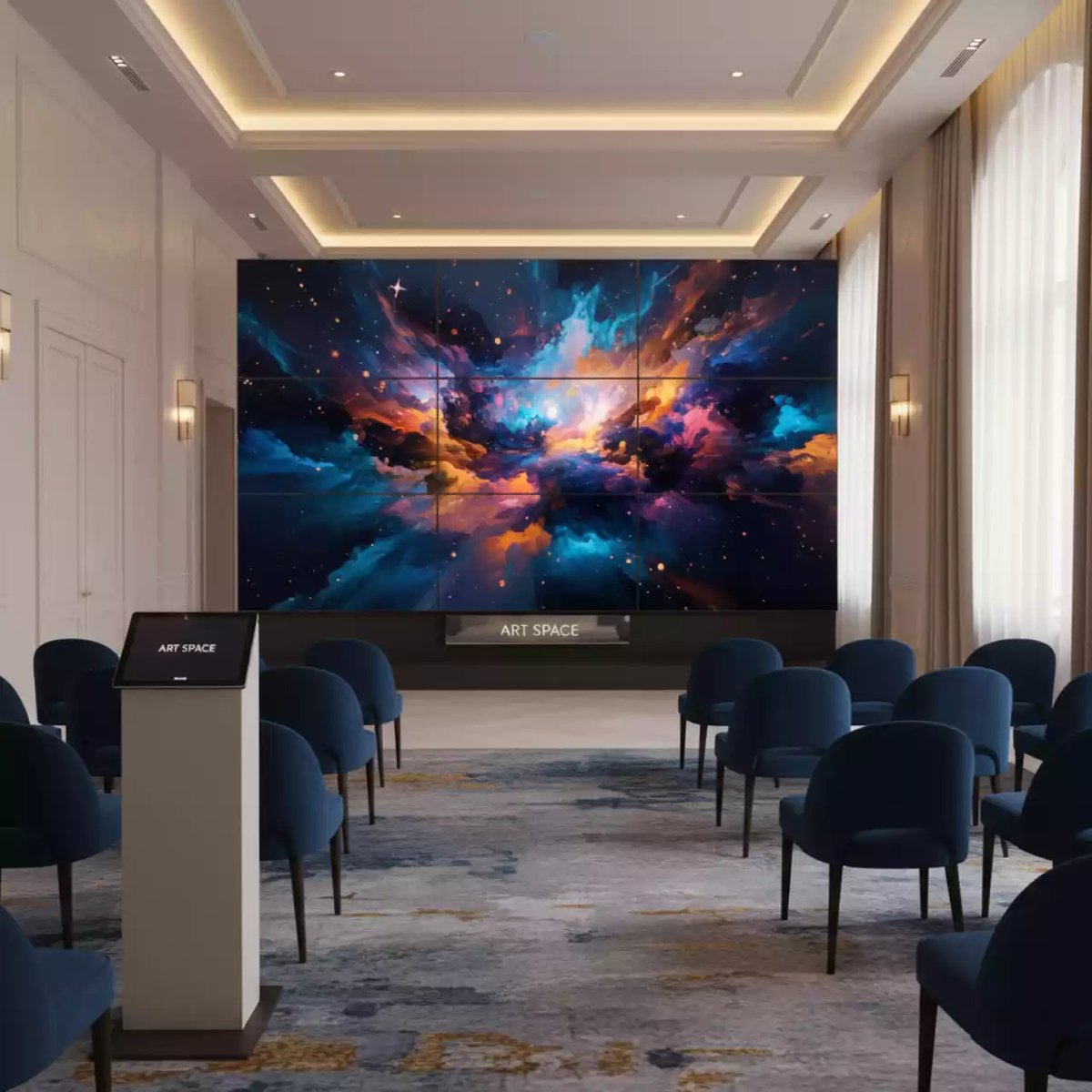 Аренда Видеостена 3х3 49 NEC UN492VS стык 1,8 мм 500 Кд м² в Rodina Grand Hotel & SPA — ART SPACE