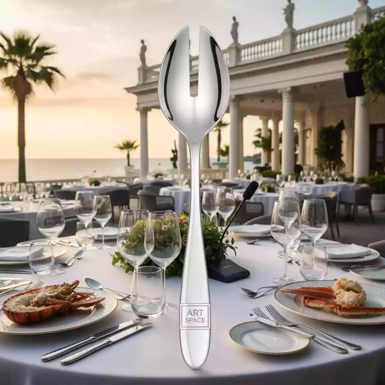 Аренда Вилка с ложкой для лобстера и краба стальная 240 мм на пляжных клубах Хосты — ART SPACE