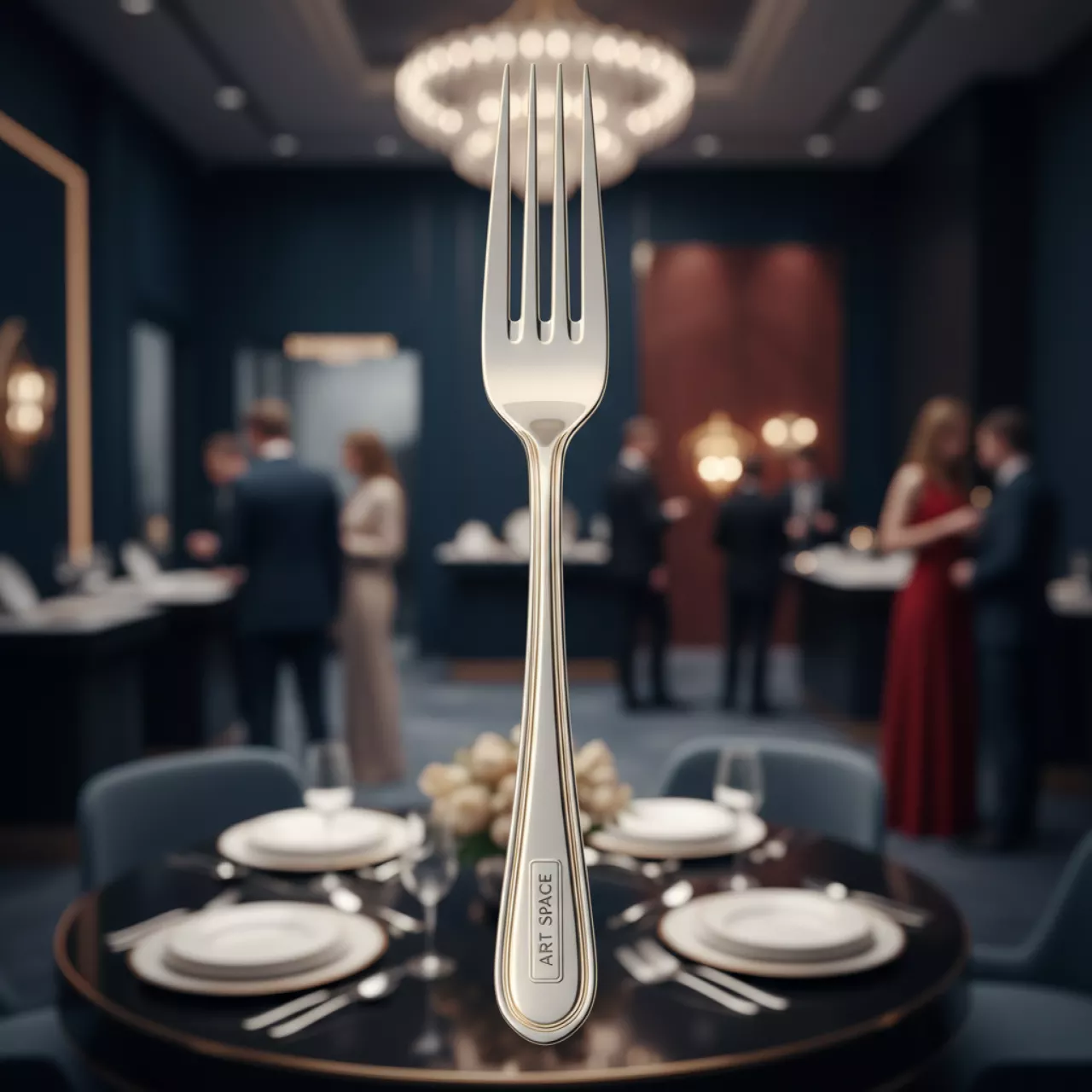 Аренда Вилка столовая Ансер серебро gold кант в Golden Tulip Rosa Khutor — ART SPACE