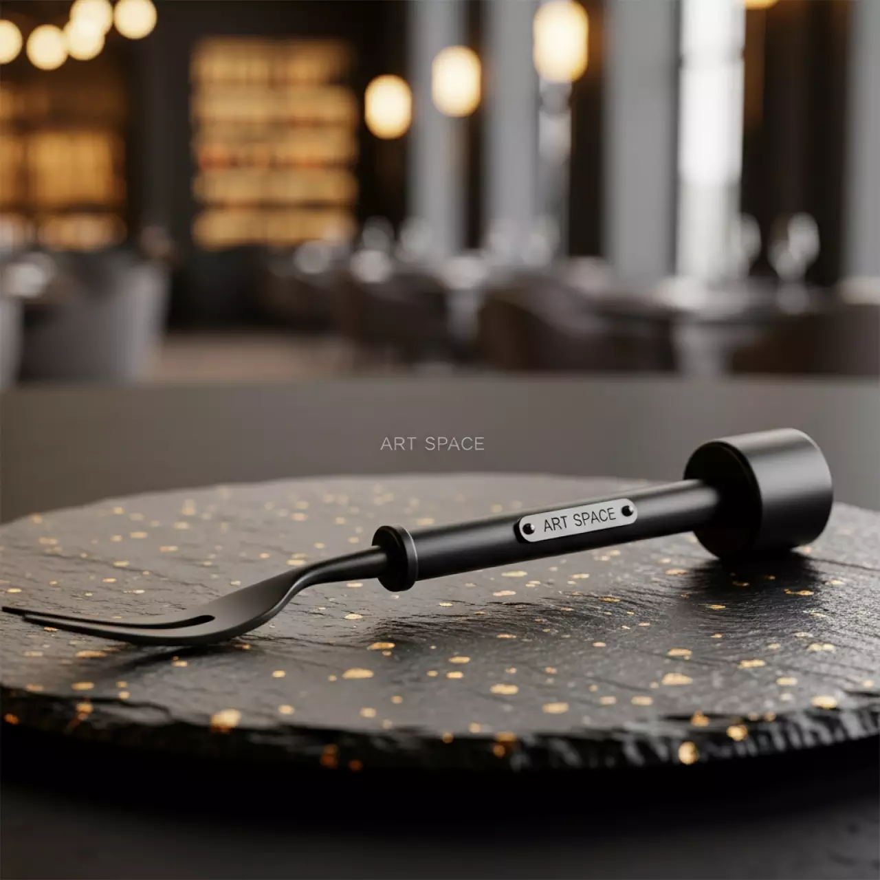 Аренда Вилка закусочная баррель черная в ресторане «Высота 5642» — ART SPACE