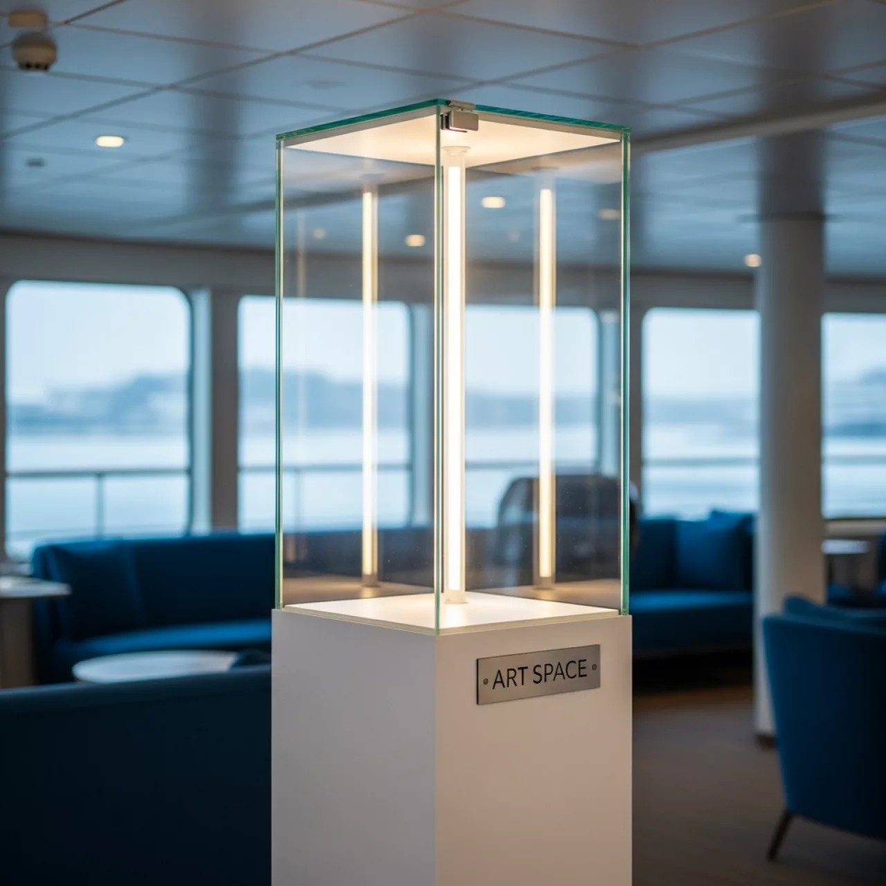 Аренда Витрина с подсветкой белая 46х40х215 см на теплоходе «Дагомыс» — ART SPACE