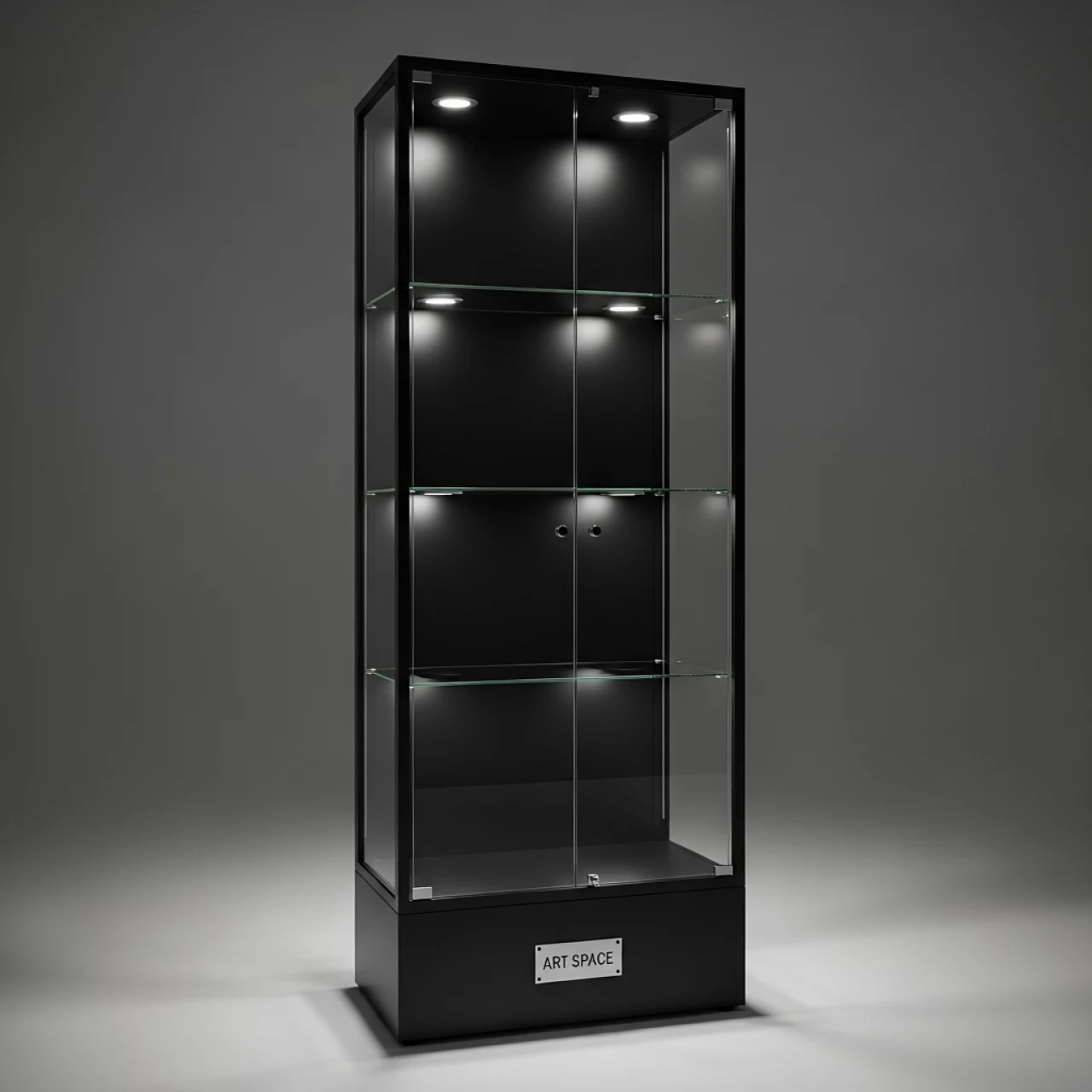Аренда Витрина с подсветкой черная 46х40х215 см 05 130BK в Omega Sirius — ART SPACE