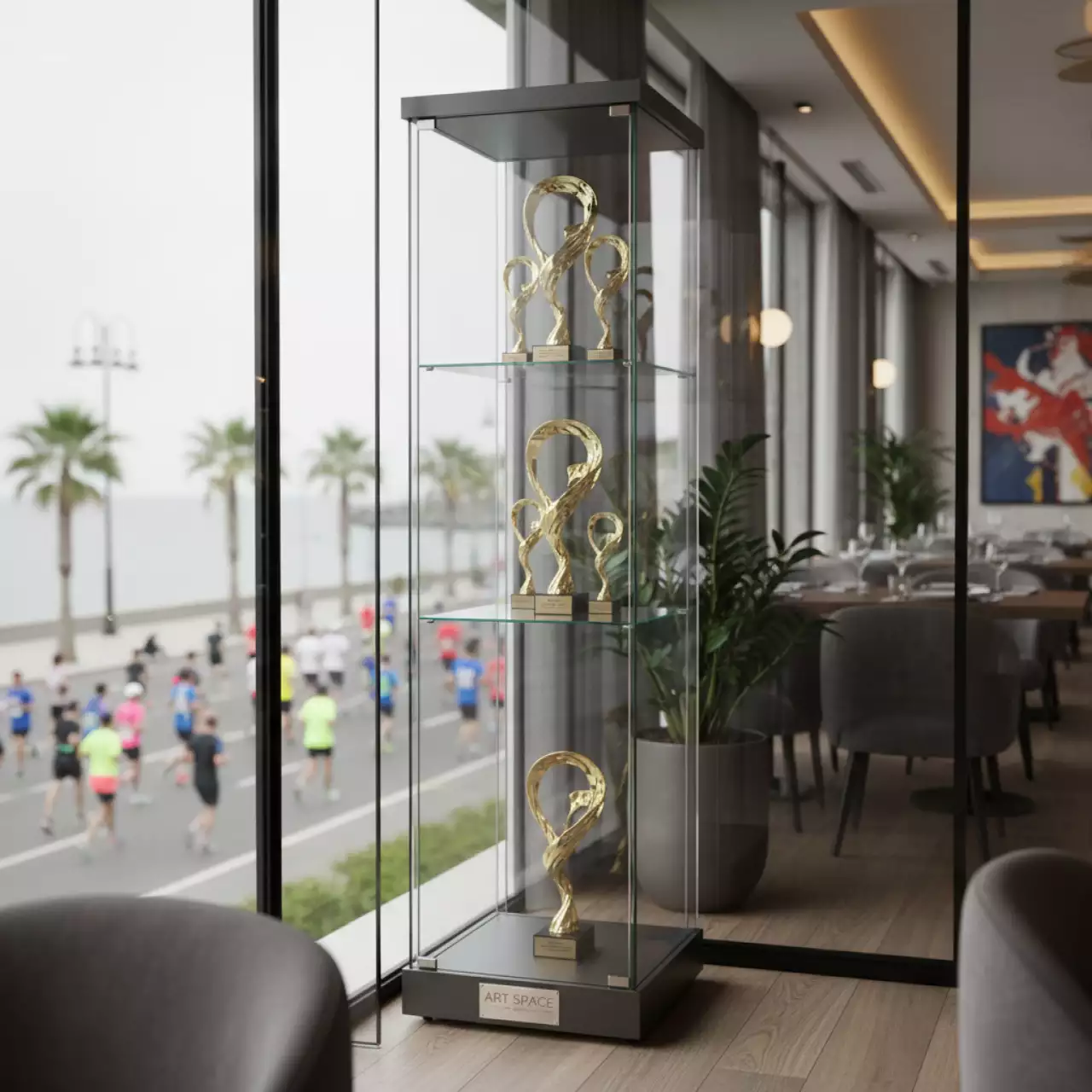 Аренда Витрина стеклянная 2 полки 150х40х40 см в ресторане «La Terrazza» — ART SPACE