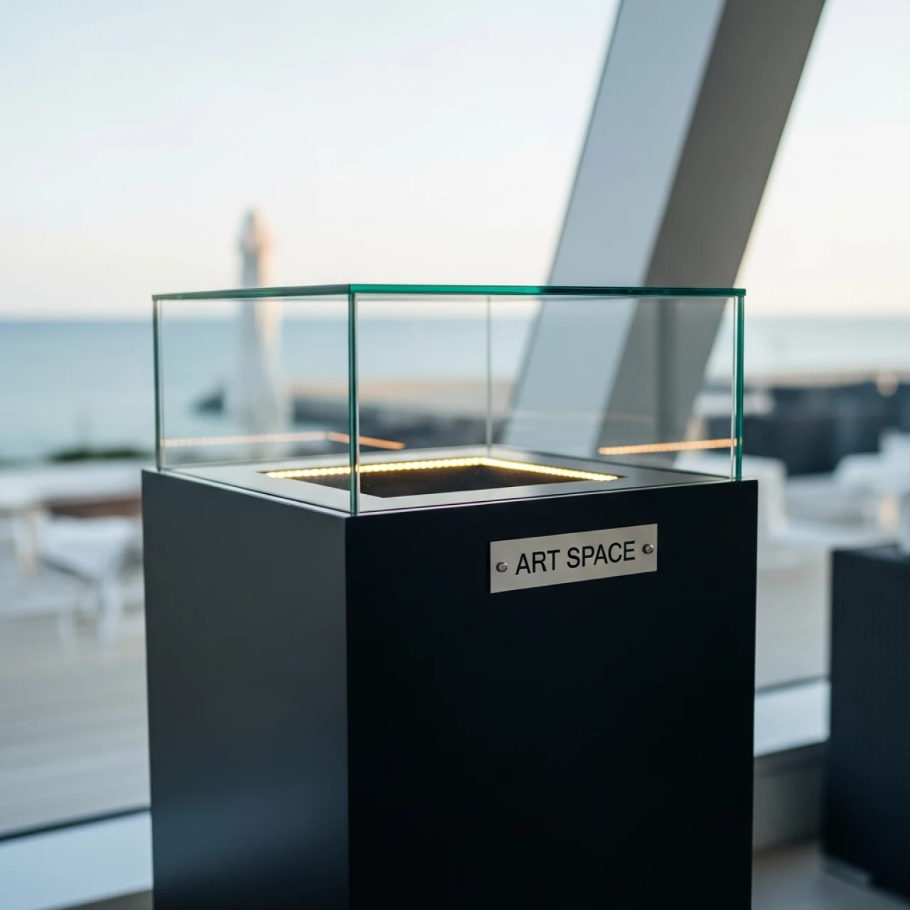 Аренда Витрина выставочная черная Хоста — ART SPACE