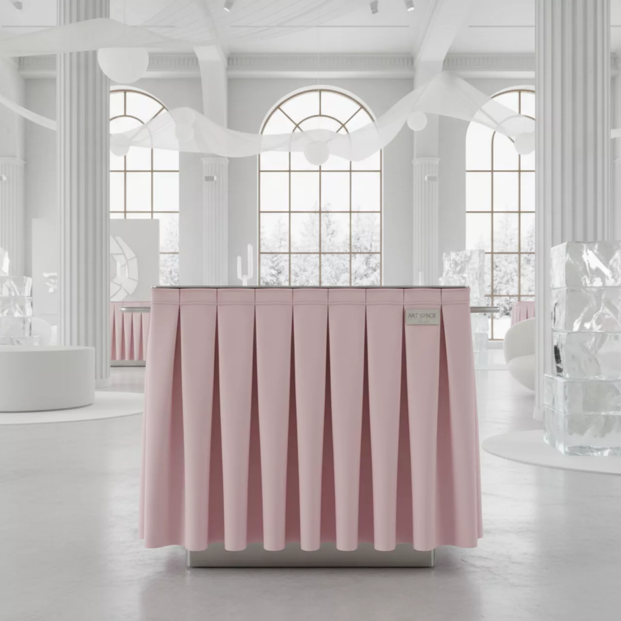 Аренда Юбка для тележки пудровая 1.8х65 см в Stella di Mosca — ART SPACE