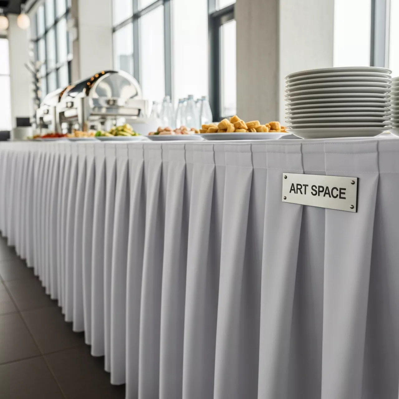 Аренда Юбки банкетные фуршетные белые 2 м в банкетном зале «Дельфин» — ART SPACE
