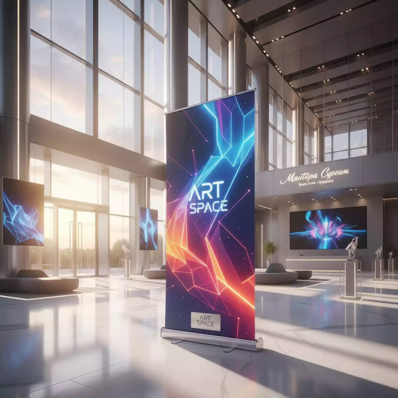 Аренда Замена полотна ролл ап стенда в Mantera Supreme — ART SPACE