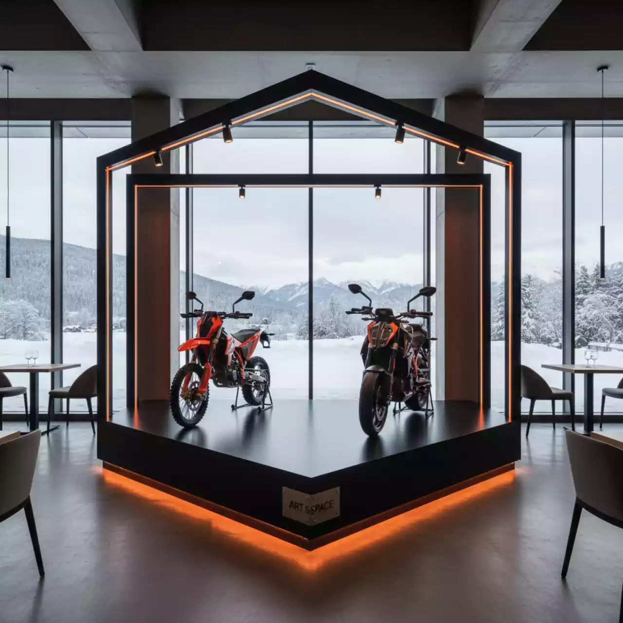 Аренда Застройка выставочного стенда КТМ в ресторане «Voda» — ART SPACE