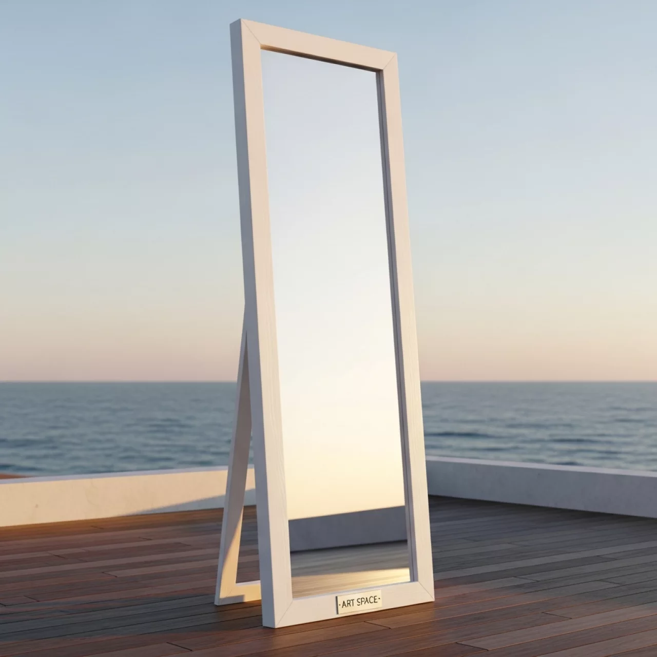 Аренда Зеркало из дерева Гарден белое на пляже «Мандарин» — ART SPACE