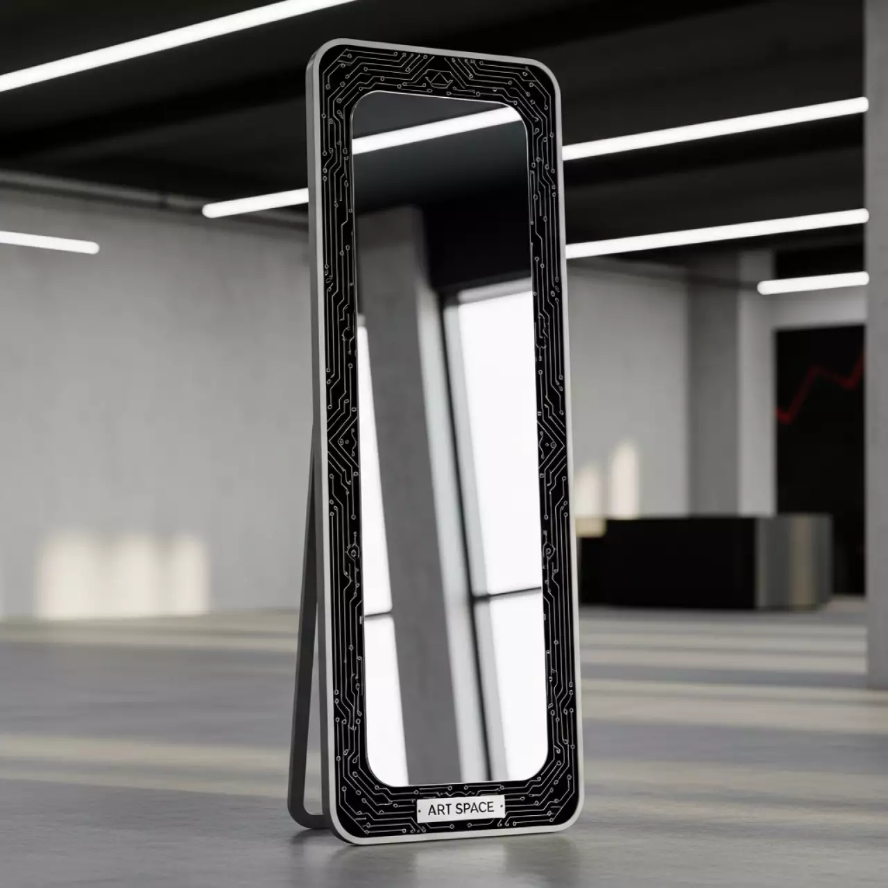 Аренда Зеркало напольное серое с черным орнаментом на Сочи Автодроме — ART SPACE