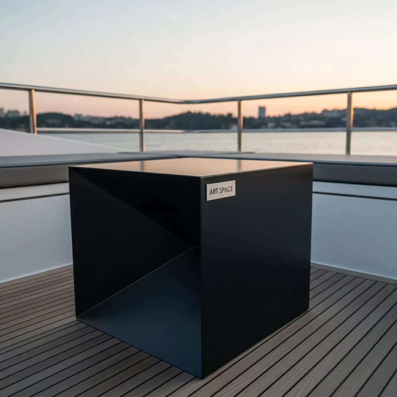 Аренда Журнальный стол Cube черный на VIP теплоходе (Морпорт Сочи) — ART SPACE
