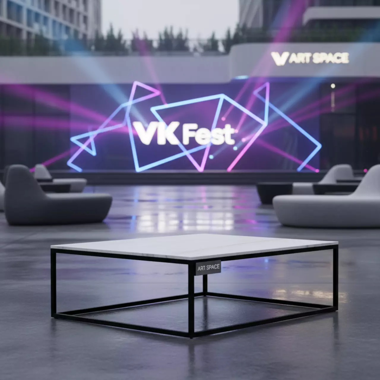 Аренда Журнальный стол Cube черный с белой столешницей в Сочи Парк Отеле — ART SPACE