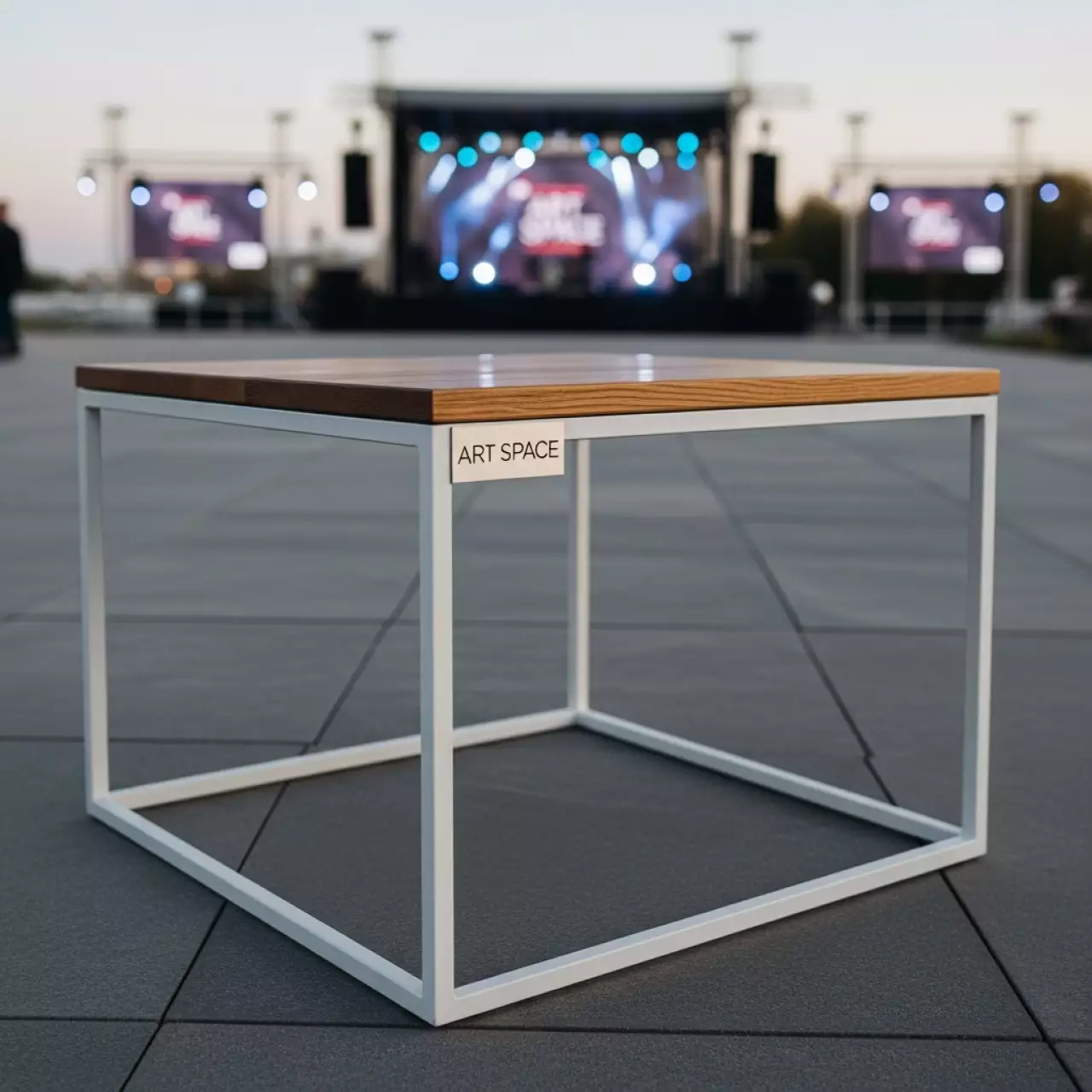 Аренда Журнальный стол Cube White столешница дерево в Alpha Sirius — ART SPACE