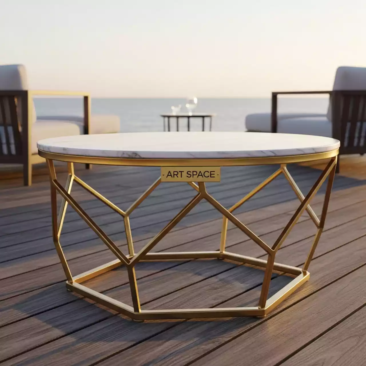 Аренда Журнальный стол Homer gold white на пляже «Маяк» — ART SPACE