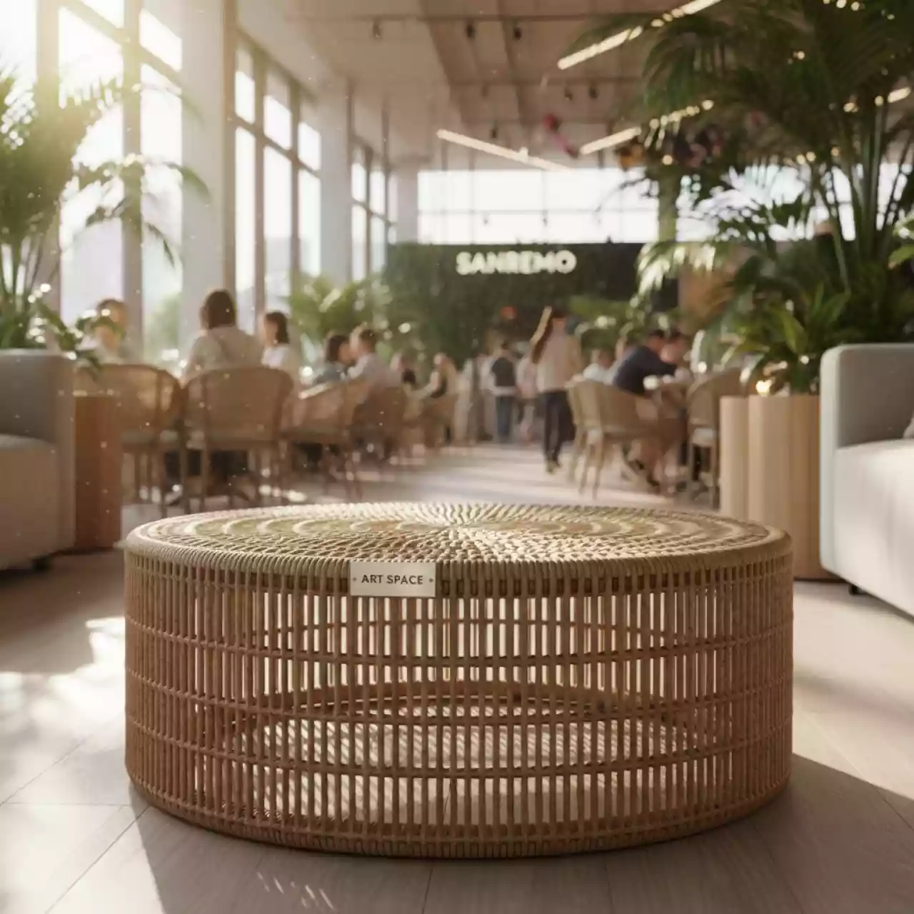 Аренда Журнальный стол из ротанга YH SYH272W T beige в ресторане «Sanremo» — ART SPACE