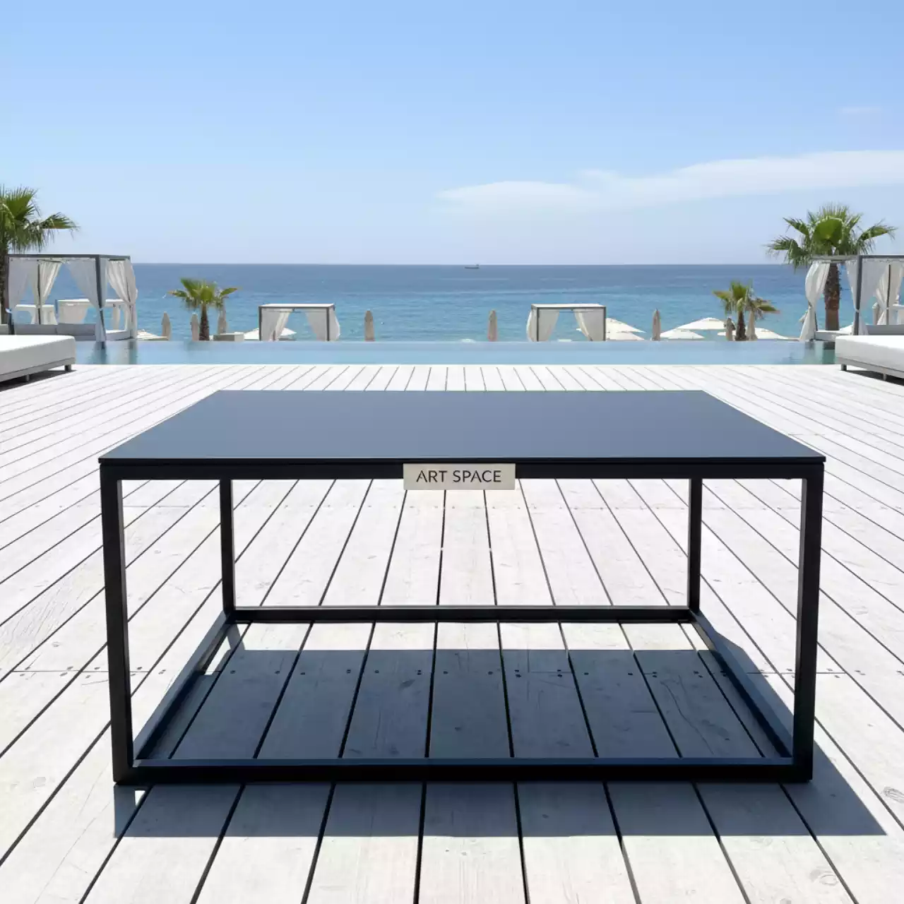Аренда Журнальный стол Loft 80x60 см черный на пляже «Маяк» — ART SPACE