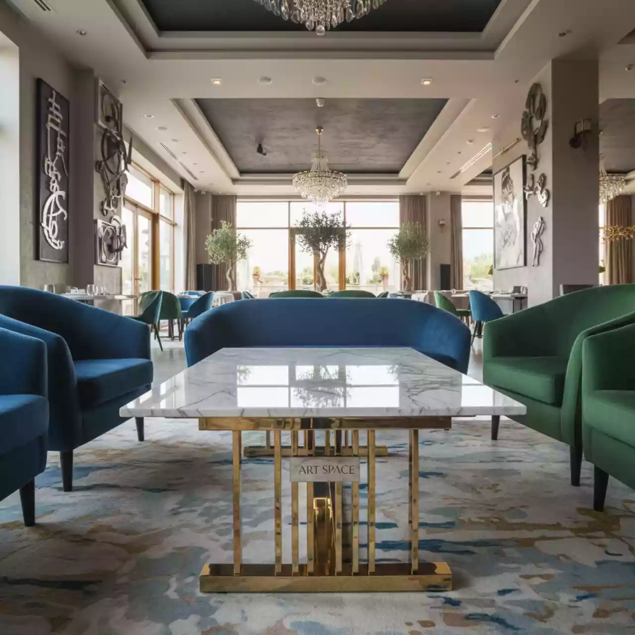 Аренда Журнальный стол Marble золотой в ресторане «Магеллан» — ART SPACE