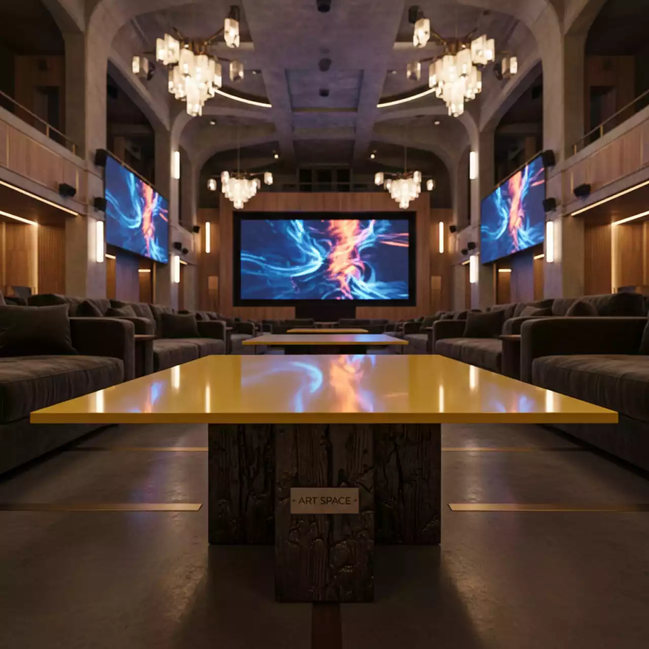 Аренда Журнальный стол обожженный с желтой столешницей в Зимнем театре — ART SPACE