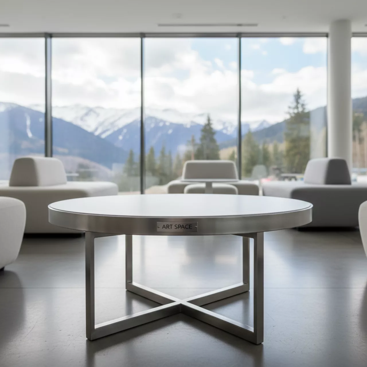 Аренда Журнальный стол серебристый и белый в Гранд Отель Поляна — ART SPACE