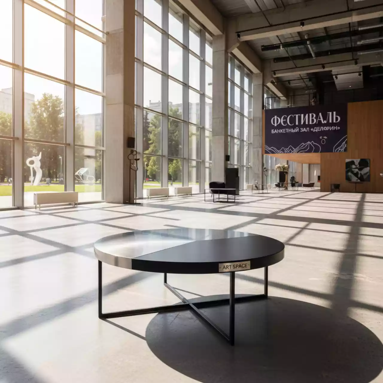 Аренда Журнальный стол Sun 55 серебристый и черный в банкетном зале «Дельфин» — ART SPACE