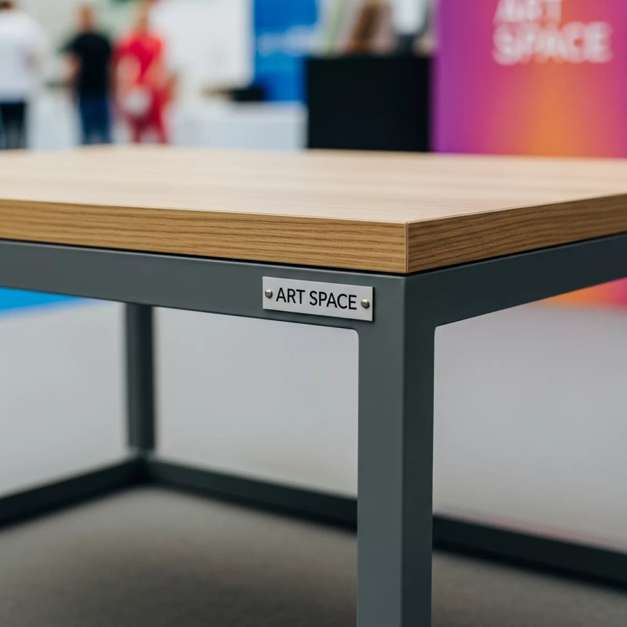 Аренда Журнальный столик Канны из HPL 95х60 H40 каркас серый RAL7024 столешница дуб на арене «Фишт» — ART SPACE