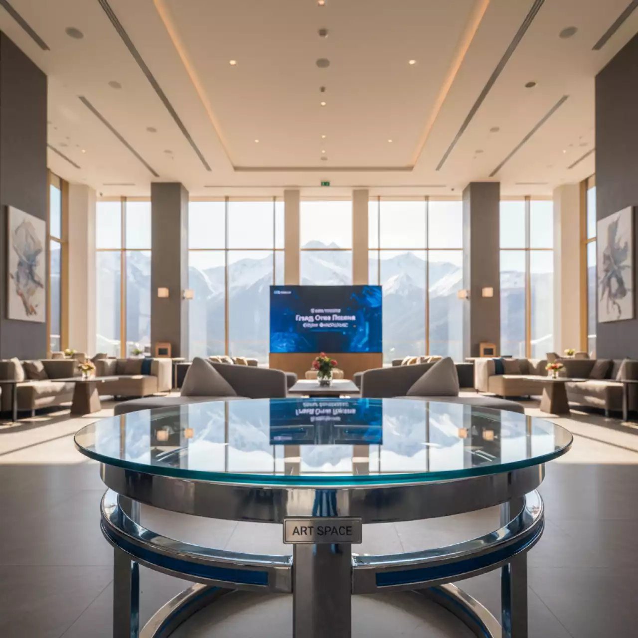 Аренда Журнальный столик круглый Финика М со стеклом в Гранд Отель Поляна — ART SPACE