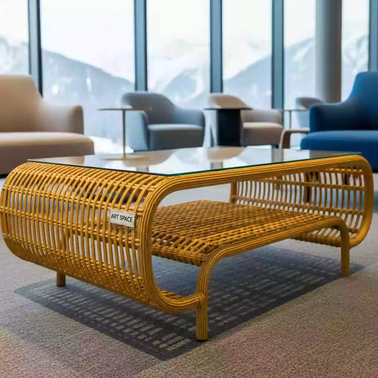 Аренда Журнальный столик Валенсия из искусственного ротанга соломенный в Rixos Krasnaya Polyana — ART SPACE