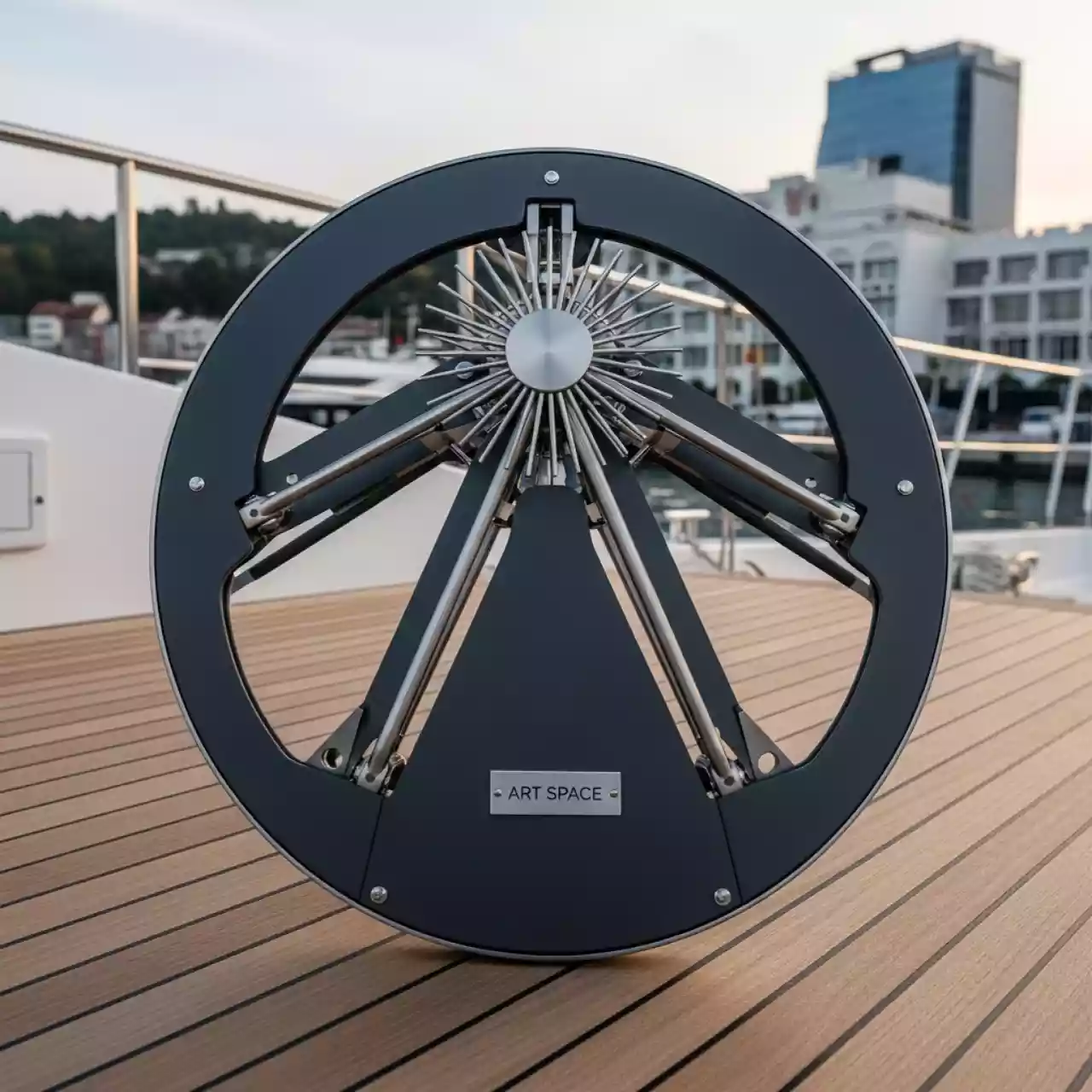 Аренда Зонт дизайнерский Kosmos Round Ø3,3 м на VIP теплоходе (Морпорт Сочи) — ART SPACE