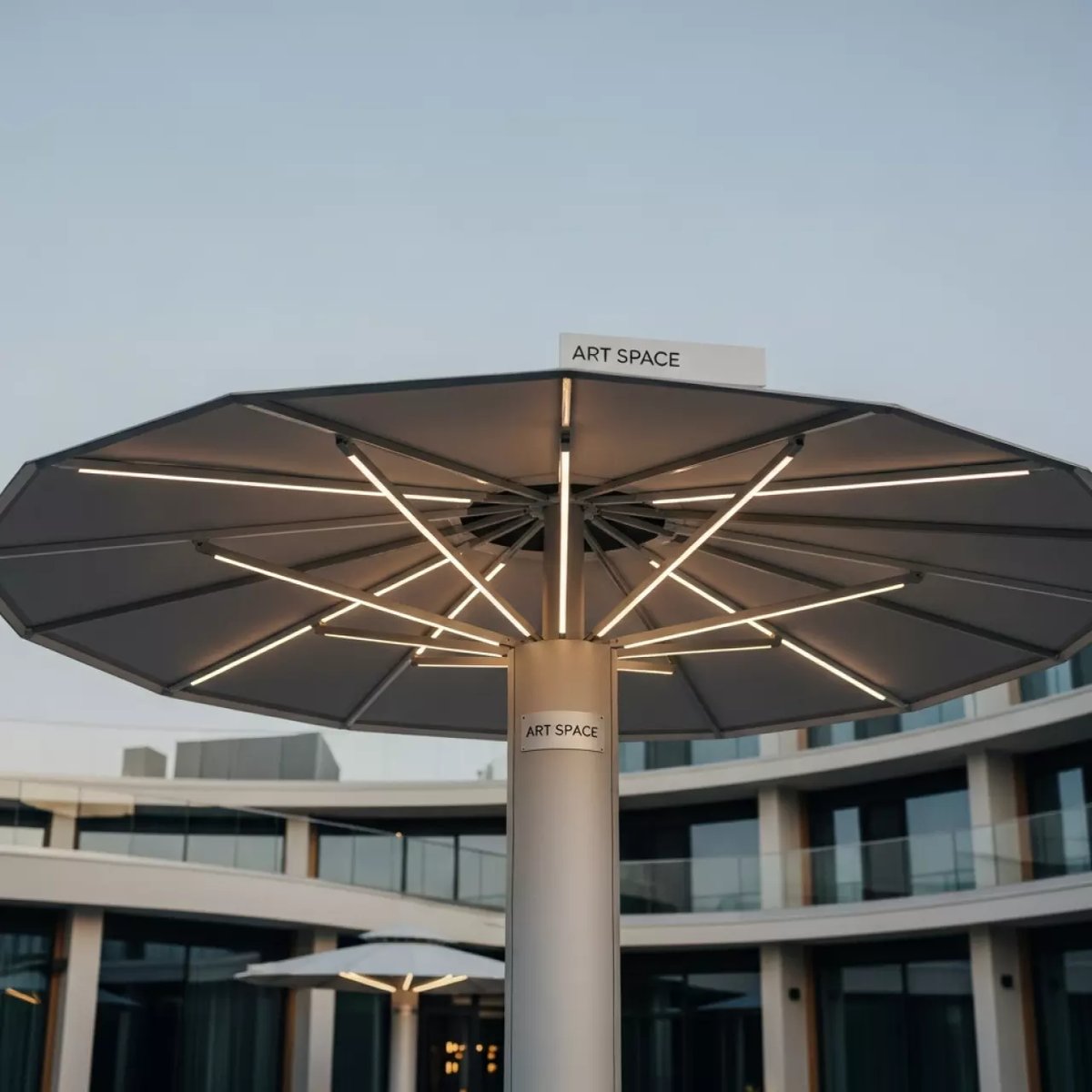 Аренда Зонт дизайнерский Kosmos Round с подсветкой LED 3,3 м в Bridge Resort — ART SPACE