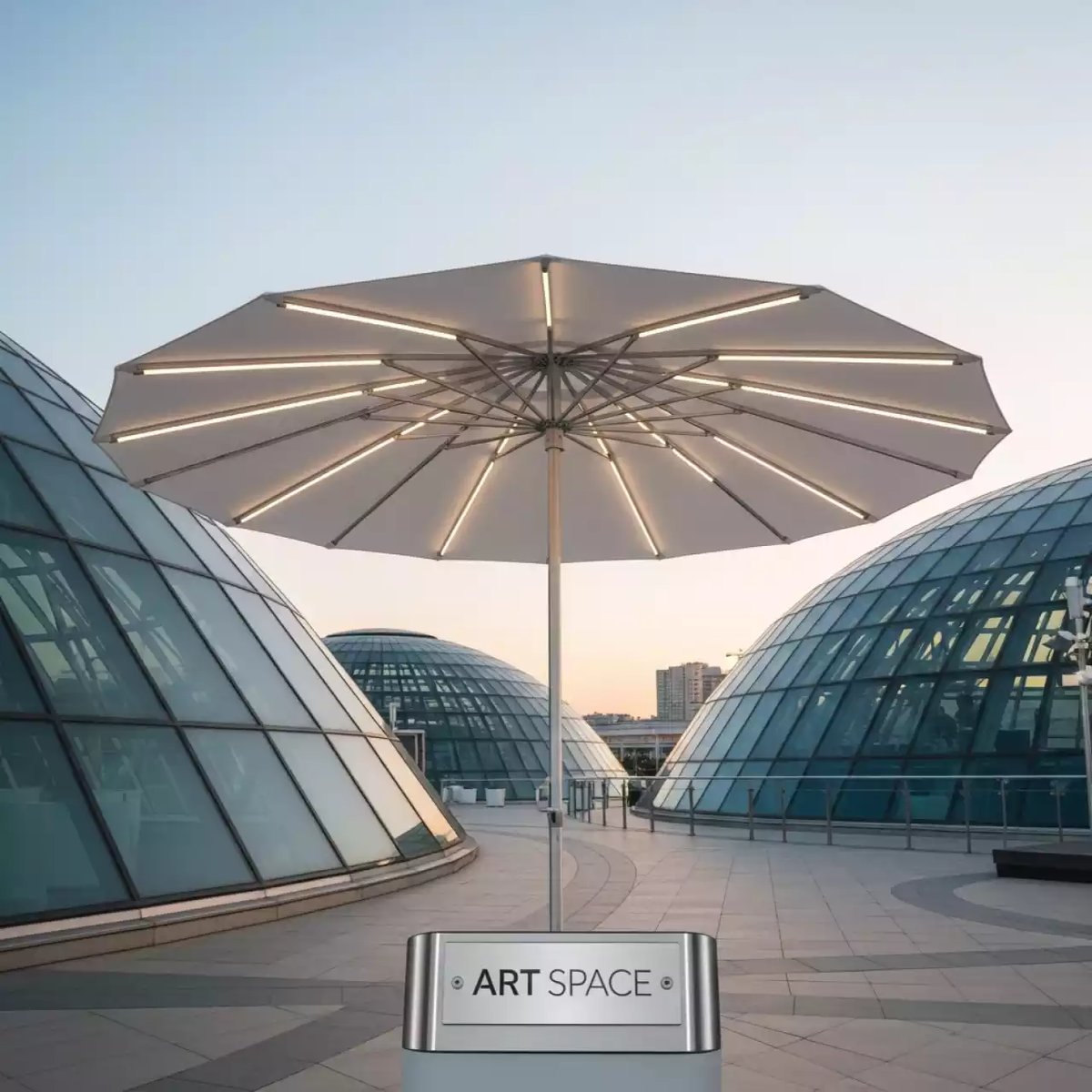 Аренда Зонт дизайнерский с подсветкой Kosmos Round LED Light диаметр 3,3 м в ледовом дворце «Большой» — ART SPACE