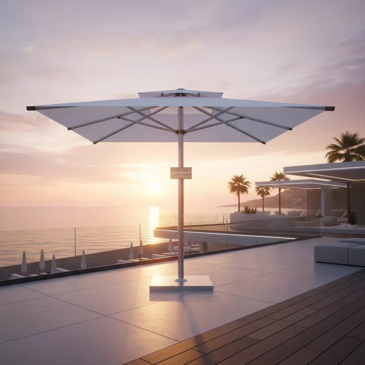 Аренда Зонт дизайнерский телескопический Icarus PX 3х3 м на пляжных клубах Хосты — ART SPACE