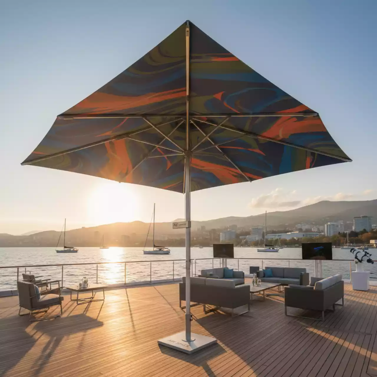 Аренда Зонт дизайнерский Vela Dalia 3х3 м на парусной регате (Сочи) — ART SPACE