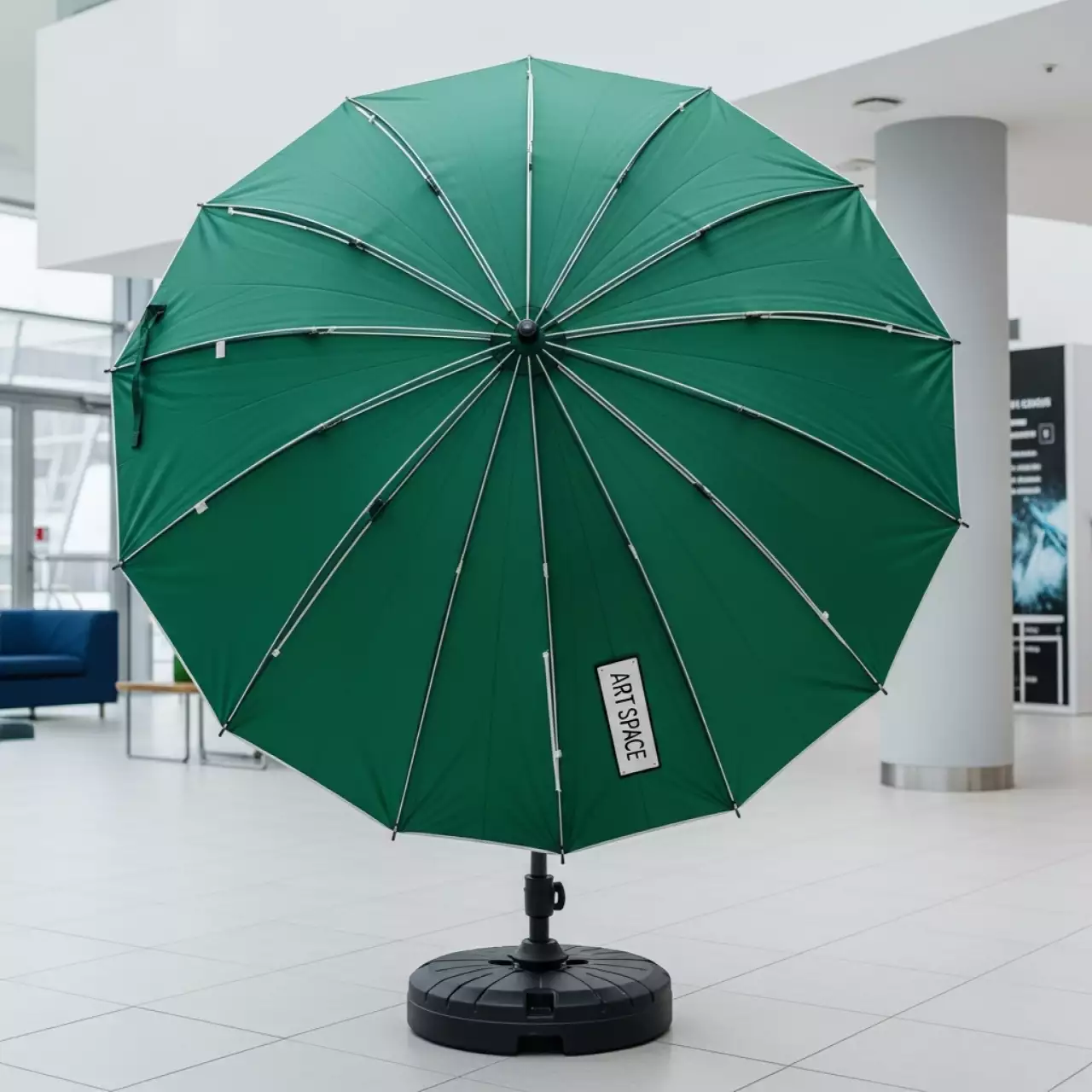 Аренда Зонт круглый с воланом Mistral 300 с базой зелёный в Delta Sirius — ART SPACE